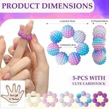 10pcs Beaded Finger Massage Rings (Random Color) Elastic Stretchable Hand Acupoint Roller Massager, Kneading Hand Acupoints To Relieve Soreness And Fatigue; Stress Relief And Relaxation Tool For Students And Office Workers; Portable Healing Gift - Multicolor - View 4