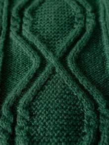 Boys' Vintage Hooded Single-Breasted Long Sleeve Cable Knit Cardigan Sweater, 3D Textured Argyle Pattern, Casual Versatile Jacket For Daily Wear, School, Spring, Autumn, Winter - Green - View 6
