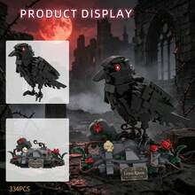 334PCS Dark Night Crow Building Block Set, Exquisite Collectible 3D Model, Suitable For Home Decor, Office Desk Ornament, Halloween Gift/Christmas Gift/Birthday Gift/Holiday Gift - Multicolor - View 2