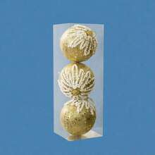 3 Pcs Christmas Ball Ornaments Set For Tree Sequin Decor Hanging Decor - Gold - View 2