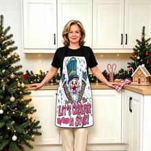 1pc Christmas Santa Claus, Christmas Bells, Christmas Snowflakes, Christmas Reindeer, Christmas Tree, Christmas Snowman, Christmas Penguin, Christmas Cartoon Animal Pattern Chef Apron, Apron, Suitable For Home Decor And Kitchen Use. Made Of 100% Polyester Material, Designed As Sleeveless Style, Perfect For Home Kitchen, Outdoor BBQ Cooking. This Printed Apron Is Unisex, Machine Washable And Reusable, Essential Kitchen Accessory - Multicolor - View 1