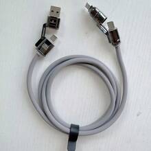 4合1多功能充電線，USB-A/USB-C輸入轉USB-C/Lightning輸出，最高240W USB-C轉USB-C快充，柔軟矽膠充電線配金屬接頭，適用於手機、平板電腦和筆記本電腦 - 灰色 - 查看 7