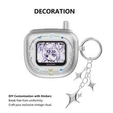 Vintage Flip Phone Style Earphone Case, Compatible With Pro 2, 3, 4, Customizable Photo Earphone Shell, With DIY Stickers, Wireless Earphone Cover, With Keychain, Gift Box Packaging - View 7