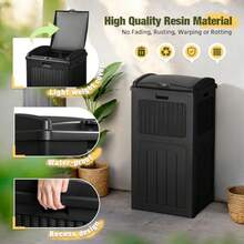 33 Gallon Outdoor Trash Can, Hideaway Garbage Bins With Tiered Lid Waterproof Resin Outside Waste Bins For Patio, Outside Pool, Backyard And Deck - Black - View 5