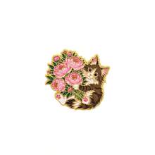 Cute Kitten Holding Flower Bouquet Lapel Enamel Pins And Brooches Badge Pins For Backpacks Bags Backpack Cool Decoration Friend For Gifts - Multicolor - View 14
