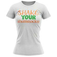"Shake Your Shamrocks" Slogan T-Shirt For St. Patrick's Day, Funny Gift And Parody. Unisex, Pure Cotton T-Shirt, Plus Size, Suitable For Men - White - View 1
