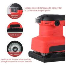 Lijadora De Orbital Eléctrica Profesional Rectangular Rojo - Tipo de Enchufe B USA (220-240V) - Ver 7