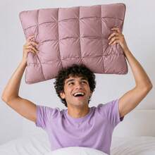 1pc Luxury Hotel Quality Pink Fluffy Pillow, Down Alternative Pillow, Soft Support, Suitable For Deep Sleep, Breathable High Resilience, Comfortable All Seasons - Pink - View 1