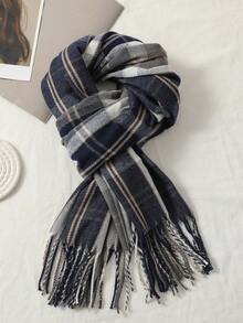 Navy Blue Striped Plaid