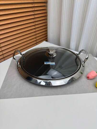Hard-Goods Recommendation, Non-Stick Pan, 18/10 Stainless Steel Thick Composite Bottom Large Frying Pan, Pizza Pan, Seafood Pan, Pancake, Fried Fish, Steak Non-Stick Pan, 30CM Diameter