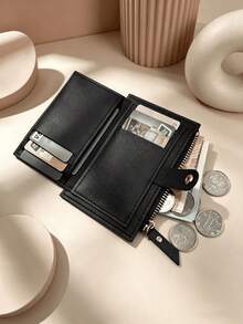 2/1pc (Without Zipper Pull) Fashionable Foldable Zipper Short Women's Mini Wallet, Multi-Card Slots, Letter Print Design - Multicolor - View 2