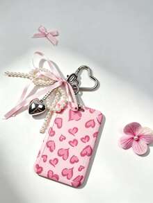 1 buah Tempat Kartu dengan Gesper Hati Pita Mutiara, Motif Beruang Hati dan Kucing Hitam Warna Pink, Casing Pelindung Keras untuk Kartu Pelajar, Kartu Makan, Kartu Akses, Kartu Bus, Gantungan Kunci, Cocok untuk Penggunaan Sehari-hari Pekerja Kantoran dan Pelajar - Rectangle - View 6