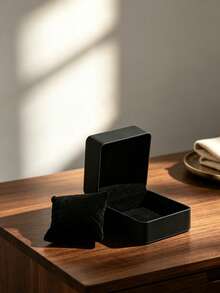 Black High-End Matte Watch Jewelry Storage Box Gift Box, With Sponge, Unisex, Light-Absorbing Velvet Sponge Spring Box, Black Watch Gift Box, Elegant Packaging Box, Perfect Gift, Harajuku Style Fashion Watch Gift Box, Student Gift Watch Gift Box, Watch Storage Box, Bracelet Watch Buddhist Beads Storage Box - Multicolor - View 3