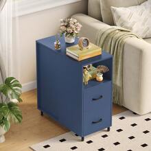 Mobile File Cabinet, Office Filing Cabinet With Open Shelves And Drawers, Under Desk File Cabinet - Blue - View 3