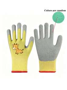 1 Pair Children's Gardening Gloves - Knitted Elastic Lining, Waterproof/Stain-Resistant, Non-Slip With Latex Rubber Coating, Prov, First Day Of School - Multicolor - View 7