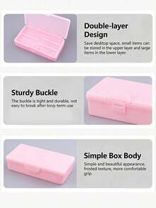 1/2pcs Rectangular Tool & Accessory Box, Nail Art Tool Storage, Handmade Embroidery Pen Box, Nail Clipper & Polishing Strip Organizer - Multicolor - View 7