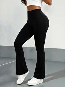 VENORA High Elastic Bootcut Yoga Pants, Back Ruched Pocket Hip Lift Flare Leggings, Slim Fit Daily Workout Bell Bottom Pants,Sportswear,Gym,Fall - Black - View 6