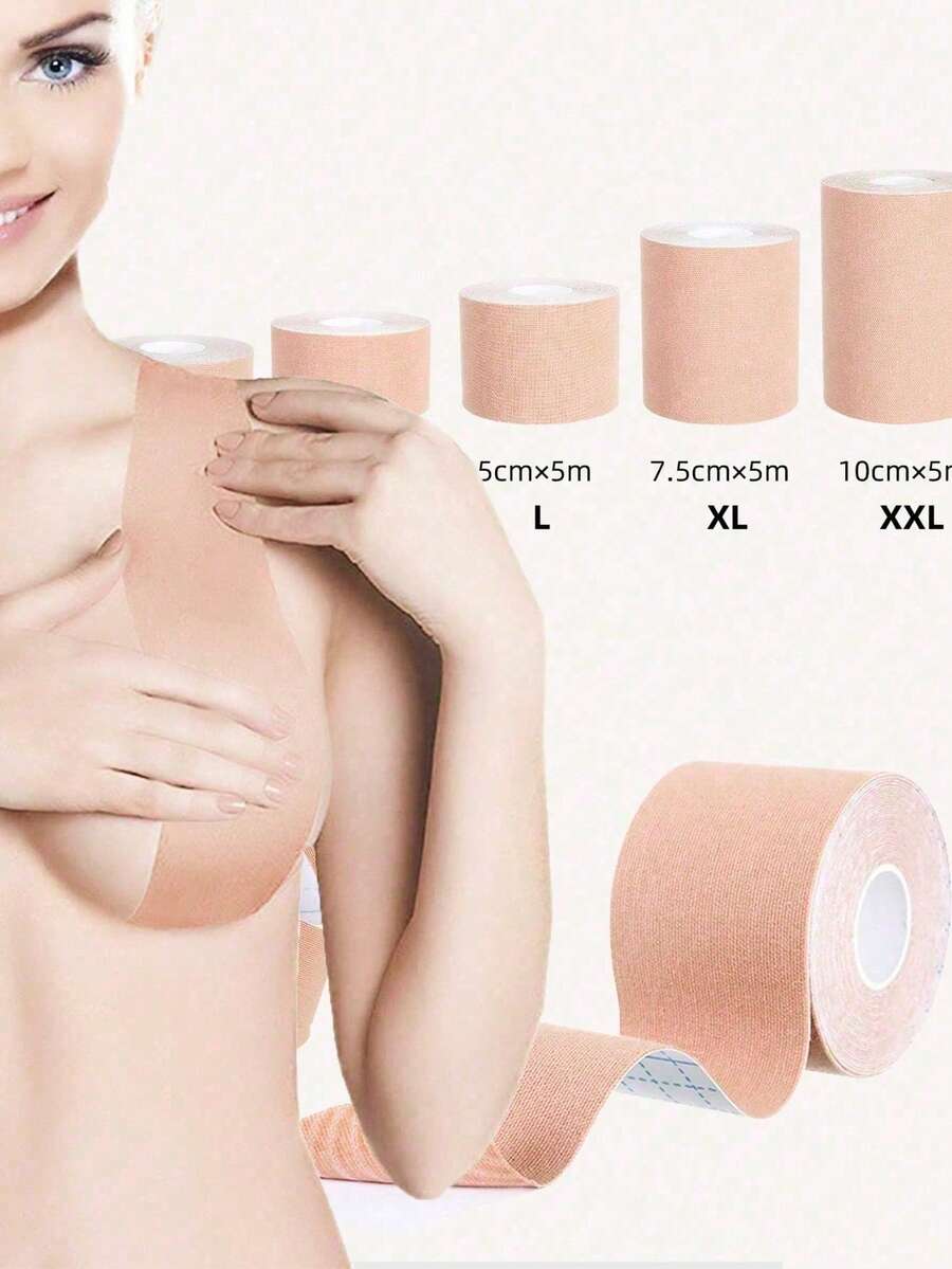 1 Roll Transparent Elastic Breast Tape, Concealing Patch, Breast Lift Tape And Chest Binder, Waterproof And Sweat-Resistant. Summer Essential, Seamless Fit Sports Wrap Style, Suitable For Adult Parties, Gifts, Gifts For Women - Multicolor - View 1