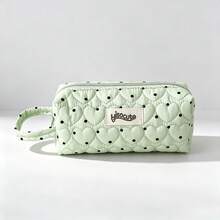 Unique Heart Polka Dot Handheld Pencil Case, Portable Minimalist Stationery Bag With Large Capacity Design, Suitable For Students To Store Various Learning Supplies And Small Items, Easy To Organize And Maintain For Daily Use And Office Desk Clutter - A - View 16