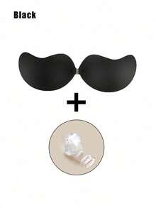 1pc Mango Shaped Silicone Push-Up Invisible Bra, With Detachable Transparent Halter Strap, Soft And Reusable, Strong Breast Support, Suitable For Wedding Dress, Low-Cut Tops, Beach Vacation And Formal Occasions - Black - View 9