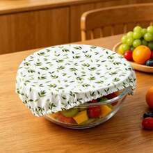 1PC Reusable Floral Pattern Elastic Fabric Salad Bowl Cover, High Elasticity Sourdough Bread Fermentation Cover, Fits 7-12 Inch Bowl Opening, Home Baking Dough Fermentation Dust Cover, Kitchen Refrigerator Fruit Leftover Food Preservation Cover - Multicolor - View 3
