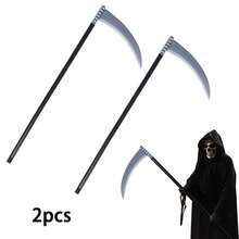 2pcs/1pc Halloween Costume Accessories, Devil Trident & Grim Reaper Scythe Props, Lightweight Detachable Grim Reaper Scythe, Suitable For Halloween Party Stage Performance, Cosplay Props, Stage Props, Halloween Party Decoration, Happy Halloween - View 6