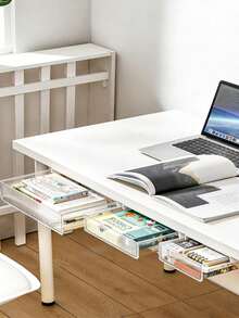 Under-Desk Drawer, No Drilling Required, Hidden Storage Box, Suitable For Office And Student Desks, For Hanging Stationery And Sundries. - Multicolor - View 1