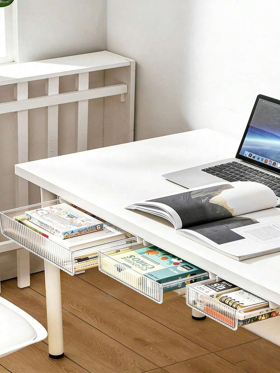 Under-Desk Drawer, No Drilling Required, Hidden Storage Box, Suitable For Office And Student Desks, For Hanging Stationery And Sundries. - Multicolor - View 1