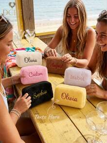 Custom Name Fur Makeup Bag, Custom Women's Storage Bag, Personalized Name Personal Storage Bag, Anti-Loss Storage Bag, Personalized Fluffy Makeup Bag, Embroidered Makeup Bag, Custom Name Fluffy Cosmetics, Storage Fluffy Embroidered Zipper Travel Bag, Cute Wallet, Toiletry Bag, Custom Makeup Bag, Embroidered Makeup Bag, Quilted Toiletry Bag With Name, Makeup Bag, Girls Gift, Holiday Gift, Ideal Anniversary Gift For Girlfriend, Family, Friends - Customized Storage Bags - View 1