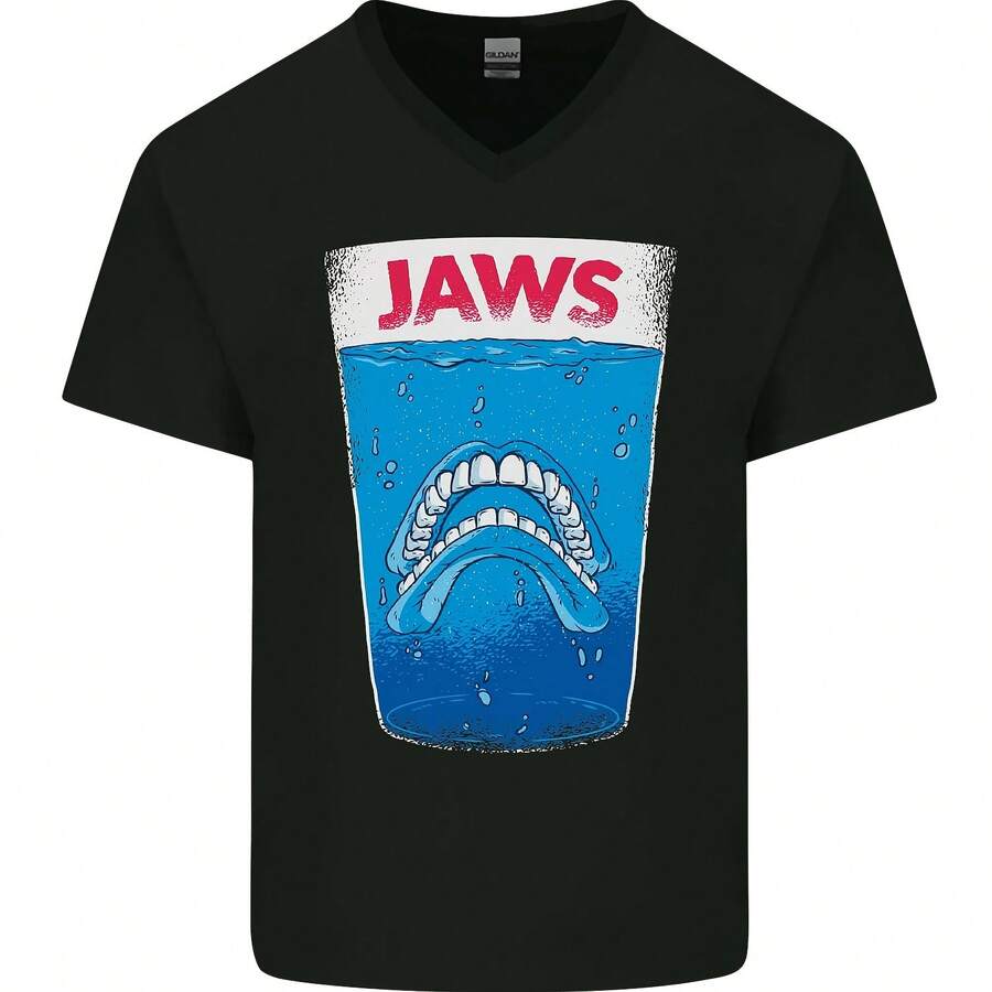 Throat Parody Dentures Skull Teeth Mens V Neck Cotton Maglietta- - 款式 - 查看 1