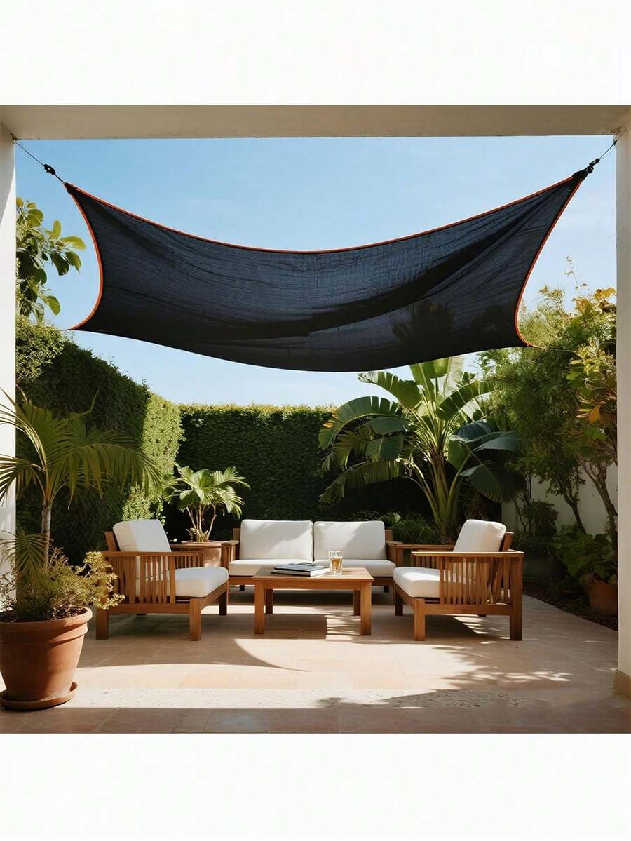 1 buah Jaring Pelindung Matahari Luar Ruangan Warna Hitam - Menghalangi 90% Sinar UV, Terbuat dari Bahan Polietilen Kepadatan Tinggi, Bentuk Persegi Panjang Hitam, Cocok untuk Teras, Gazebo, Halaman, Taman Belakang, dan Kebun, Tahan Angin, Dapat Digunakan sebagai Pembatas Privasi - zyw - View 1