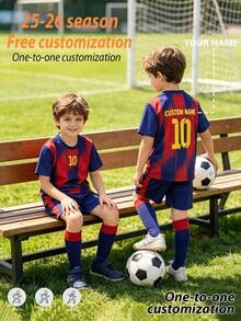 Custom Personalized Name Club Soccer Jersey, 2pcs Burn-Out Soccer Outfit, No. 10 Short Sleeve And Shorts Set, Youth Soccer Uniform, Breathable - Red - View 3