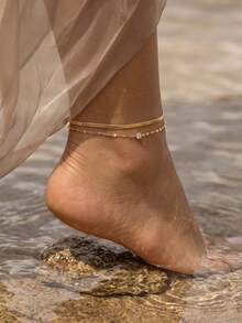 SYMFNY This 925 Sterling Silver Anklet Features An Exquisite Double-Layer Snake Scale Design, Perfect For Daily Wear, Travel And Dates. - Anklets - View 2