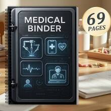Tech-Style Medical Record Coil Loose-Leaf Notebook, Health Data Management Storage Notepad, Medical Condition & Visit Information Organizer Manual, Family Health Record Registration Book, Personal Health Status Tracking Notebook, Practical Stationery - Style 1 - View 1
