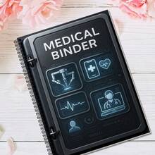 Tech-Style Medical Record Coil Loose-Leaf Notebook, Health Data Management Storage Notepad, Medical Condition & Visit Information Organizer Manual, Family Health Record Registration Book, Personal Health Status Tracking Notebook, Practical Stationery - Style 1 - View 5