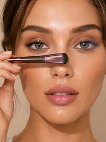 1pc Dual-Ended Contour Brush, Multi-Function Makeup Brush, Suitable For Nose, Eye Corners, Tear Trough, Nose Bridge, Lip Base And Other Shadow And Highlight Modification, Soft Synthetic Bristles, Facial Sculpting Makeup Tool - Dusty Purple - View 7