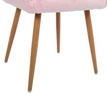HengMing Faux Fur Dining Chairs, Mid-Century Style Accent Chairs With Lacquered Steel Legs For Dining Room - 淺粉色 - 查看 9