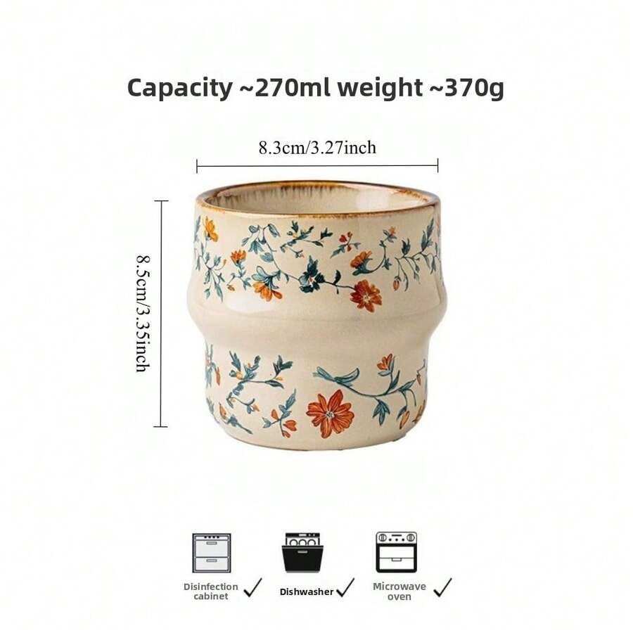1PC Ceramic Coffee Mug, Handleless Mug, Chinese Retro Style, Coffee Cup, Tea Cup, Milk Cup, Water Cup; Capacity: 326ML. Suitable For: Kitchen, Living Room, Hotel, Gathering, Office - Multicolor - View 1