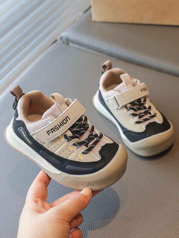 Cute Minimalist Casual Sports Shoes For Infants And Children - Spring/Autumn New Style, Unisex, Training-Running Shoes, Hook And Loop Closure, Comfortable Versatile Soft Upper, Lightweight Sole, Fashionable Daily And School Children's Shoes/Shoes/All-Season Shoes