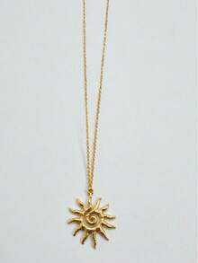 QTHOPE Spiral Vortex Sun Pendant Necklace Suitable For Girls' Daily Wear - Gold - View 6