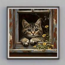 1PC DIY 5D Diamond Painting Kit Cat Pattern - Round Full Diamond Art Mosaic Craft, Home Wall Decor, Unframed - No Frame - View 2