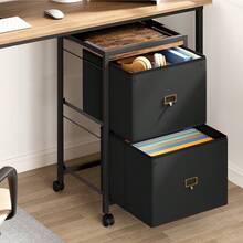 Compact Mobile File Cabinet, Under Desk Vertical Storage Organiser With Wheels, A4 Letter Size Rolling Filing Cabinet For Home Office Workspace - Black - View 8