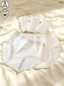5 piezas de bragas para mujer, bragas triangulares de cintura alta con efecto levantador de glúteos, sin costuras, frescas, dulces, lindas, de cintura media, ajustadas al Body con entrepierna extendida - Multicolor - Ver 7
