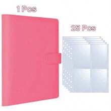 1 Set Premium Multi-Functional A5 Photo Card Album, Minimalist Album Design, Compact & Durable Storage Book, PU Loose-Leaf Notebook Cover, Suitable For Daily Planning & Note-Taking, Office Supplies, Ticket & Card Collection Album - Multicolor - View 16