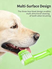 3-Sided Soft Bristle Pet Toothbrush, Suitable For Dogs And Cats, Effectively Removes Plaque And Freshens Breath, Ergonomic Non-Slip Handle, Lightweight And Portable, Pure White Minimalist Design, Practical For All Seasons, Suitable For Home, Travel And Outdoor Grooming Care - Multicolor - View 6