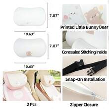 Car Headrest Pillow, Bear & Rabbit, 2PCS | Memory Foam, Neck Support, Auto Headrest Cushion, Comfort And Style - Bear & Rabbit - View 7