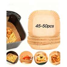 1/25/50/100/200pcs Air Fryer Paper Oven Oil-Proof Liner, Heat-Resistant Square Silicone Baking Paper For Home Food Use, Disposable - View 14