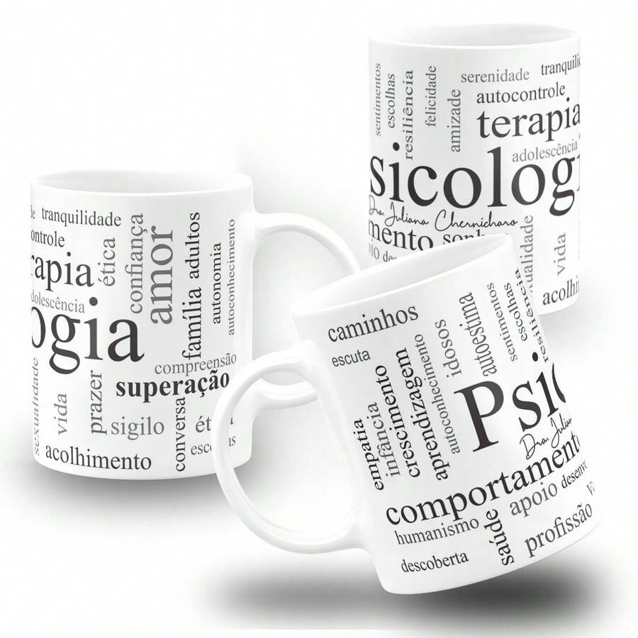 Caneca - Psicologia Dizeres - Colorida - Branco - Visão 1