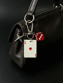 1pc Unisex New Creative Cartoon Dice Keychain Acrylic Poker Pendant Fashion Personalized Bag Charm - Multicolor - View 2