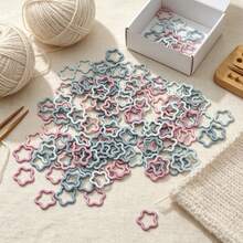 1-100PCS Cute Stars-Shaped Metal Stitch Markers Crochet Markers Ring Multicolor Crochet Locking Markers For Knitting And Crocheting (Multicolor) - Powder Blue - View 4
